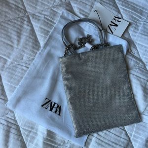 NWT Zara Rhinestone Mini Tote Bag Crossbody